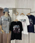 Women Casual Printed Bows Decor Frill Border T-Shirts